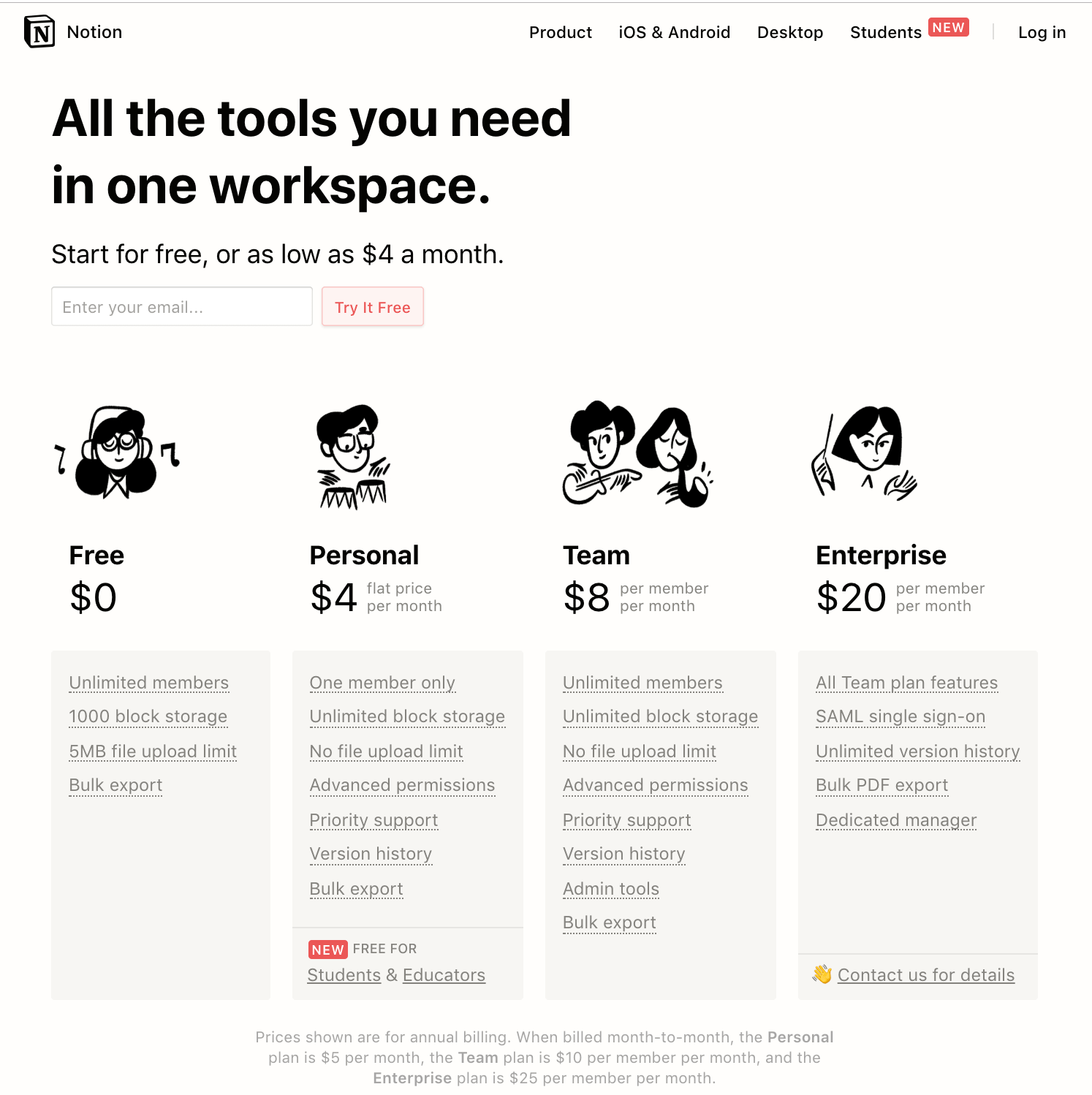 Image of Notion plans