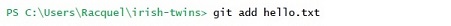 terminal showing git add hello.txt entry
