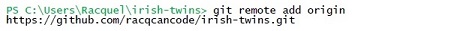 terminal showing git remote add origin entry