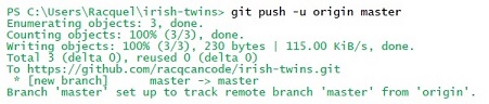 terminal showing git push -u origin master entry